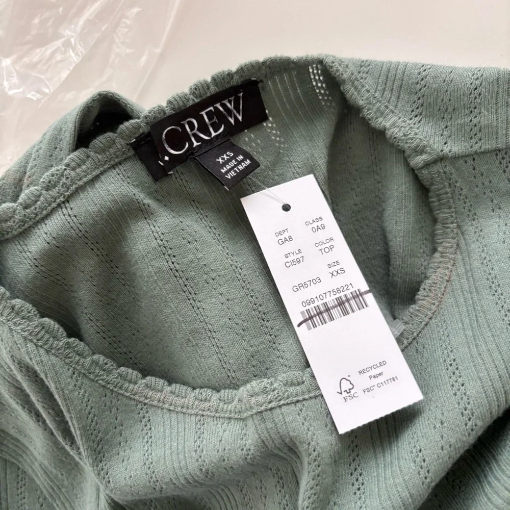 NWT J. Crew Pointelle Short-sleeve T-shirt Topiary Green